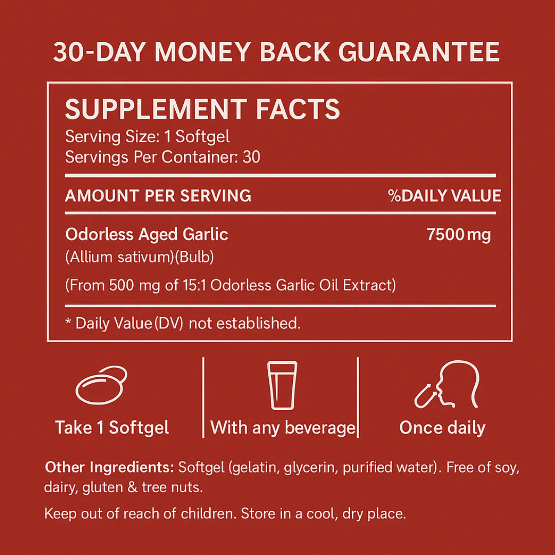 Odorless Aged Garlic Softgels - 7500mg