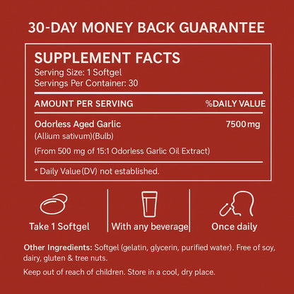 Odorless Aged Garlic Softgels - 7500mg